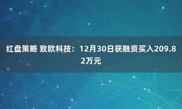 红盘策略 致欧科技:12月30日获融资买入209.82万元